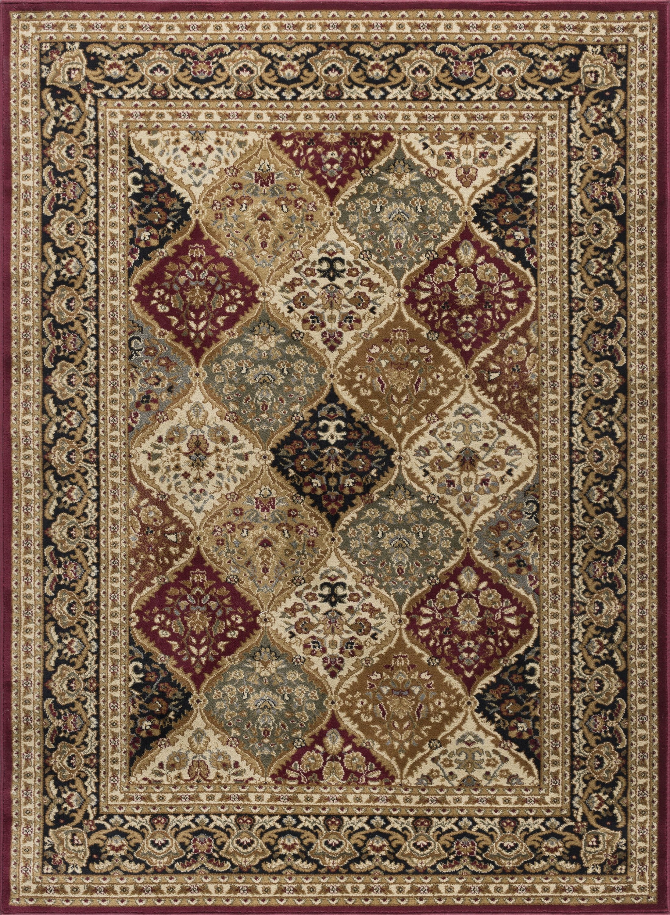 Sensation Transitional 5' x 7' Red and Beige Polypropylene Indoor Area Rug