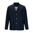 thumbnail image 6 of Rohuuque Mens Sport Coats and Blazers Notch Collar Button Cotton Tops Solid-color Fashionable Casual Pocket Suit Jacket Blazer Navy, 6 of 7