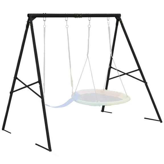 Hishine Swing Stand Metal Frame for Backyard, Heavy Duty Full Steel A-Frame with Ground Stakes, Fits 2 Swings Extra Large Outdoor 550lbs