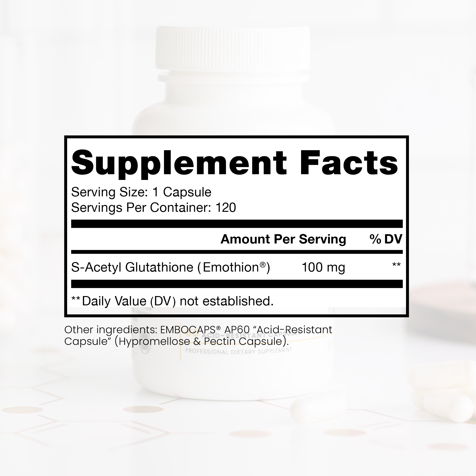Pure Therapro Rx S-Acetyl Glutathione Gold 100mg, Made in USA - 4 Month Supply | Acid Resistant Capsules | Patented Acetylated Form of Glutathione | Zero Fillers, Pharmaceutical Grade, Non GMO