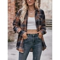 thumbnail image 2 of Arvbitana Women's Casual Loose Plaid Shirt Long Sleeve Lapel Button Blouses Spring Autumn Fashion Tops for Daily Streetwear S M L XL XXL, 2 of 7
