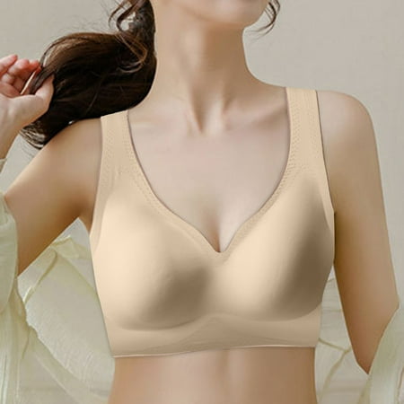 

Cathalem Compression Bra for Women Womens Seamless Lingerie Push Up No Steel Ring Sports Buckle Bra Women Bras plus Size Push up Underwear Beige X-Large