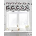 thumbnail image 2 of Floral Black Linen Curtain Valance for Bedroom/Bathroom/Kitchen/Office/Living/Dining Room Window,Vintage Plant Abstract Watercolor Boho Rod Pocket Topper Decorative Cafe Drapes Panel 42"x18", 2 of 6