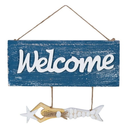 Welcome Sign Plaque with Mermaid Shell Tail