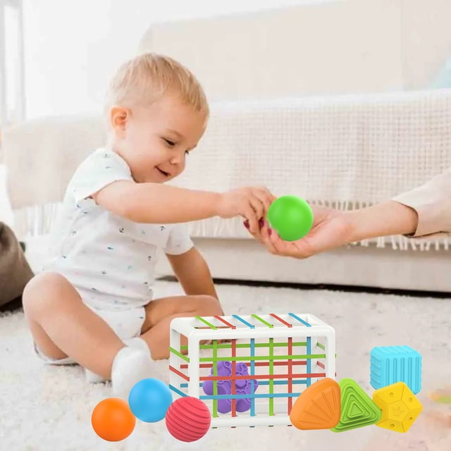ZZkhGO Rainbow Shape Sorter, Elastic Fine Motor Skills Activity Toy, Colorful Stretchy Strings Learning Sensory Play