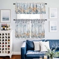 thumbnail image 2 of Coastal Marine Life Kitchen Curtains Valances and Tiers Set of 3 Beige Starfish Blue Plant Leaves Gradient Tier Curtains and Valance with Rod Pocket for Small Windows, 27.5"x36", 2 of 9