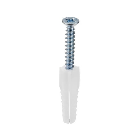 

10x40mm Expansion Anchor Bolt Plastic with Screw White 50 Pack