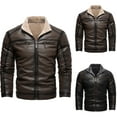 thumbnail image 6 of guisaled Winter Jackets for Men 2025 Sherpa Fleece Lined Faxu Leather Jackets Zip Up Lapel Cargo Military Thick Warm Coats, 6 of 7