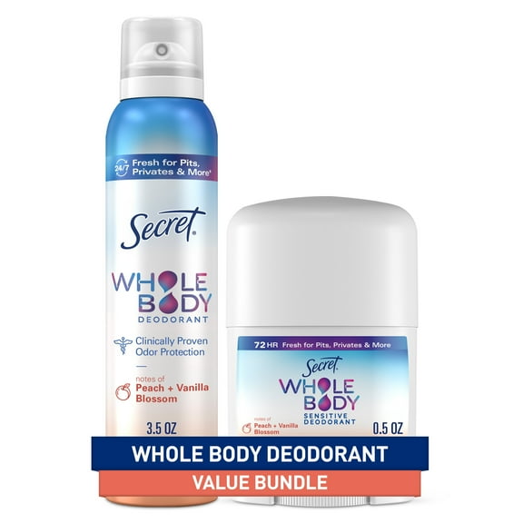 Secret Whole Body Peach & Vanilla Spray 3.5oz   Peach & Vanilla stick 0.5oz