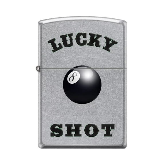 Zippo Lighter-Personalized Custom Message Engraved on Backside Lucky Shot Street Chrome Windproof Lighter #Z5386
