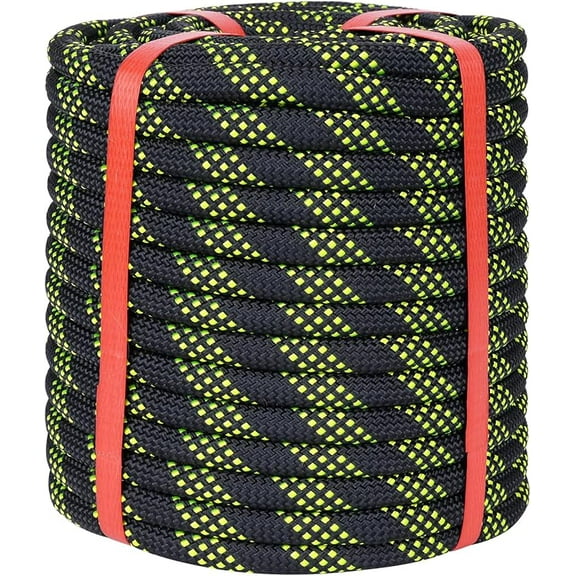 1/2 Inch Climbing Rope 150 Ft Red - 48 Strands Tree Climbing,1/2in Arborist Rope,Rappelling Rope,Static Nylon Polyester Braided Rope,Bull Rope for Tree Pulling,Nautical Rigging Rope Swing