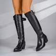thumbnail image 5 of Viluyesy Womens Knee High Boots Chunky Block Heel Buckle Strap Faux Leather Comfortable Walking Shoes Black Size 9.5, 5 of 9
