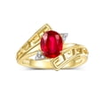 thumbnail image 1 of RYLOS Rings for Women 14K Gold Plated Silver Greek Key Designer Ring 9X7MM Gemstone & Diamond Ring July Ruby Jewelry Size 9, 1 of 7