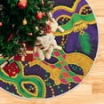 thumbnail image 5 of SKYSONIC Mardi Gras Carnival Tree Skirt Mardi Gras Masquerade Beaded Necklace Xmas Tree Base Cover Mat Holiday Party Decor 47.2", 5 of 6
