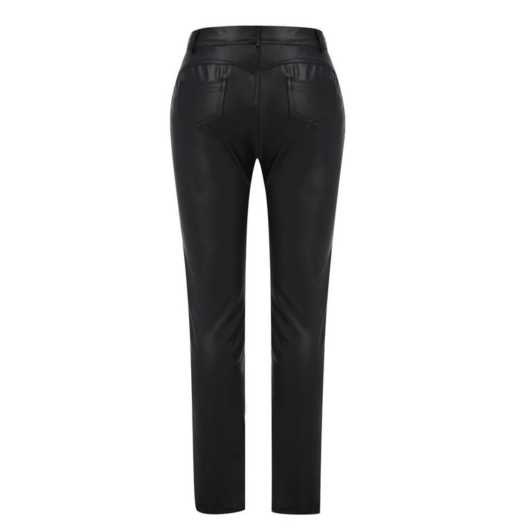 Mguotp Leather Pants for Women Plus Size Girls High Waisted Stretch PU  Leather Yoga Tight Pants High Waisted Drawstring Cropped Tapered Pu Leather  Pants Black at  Women's Clothing store