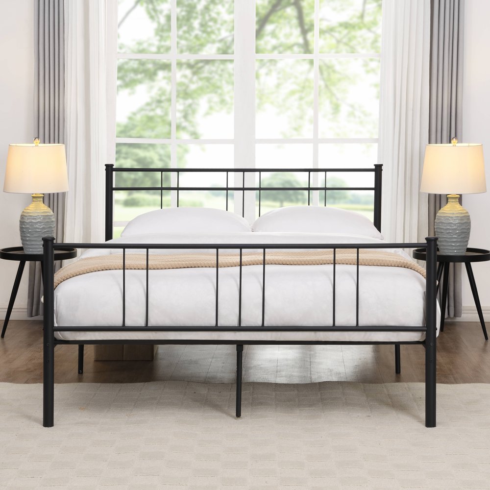Metal Bed Frame, FullSize Metal Bed Frame with Headboard and Footboard