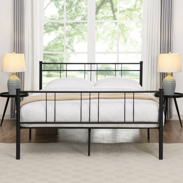 Full Size Platform Bed With Headboard And Footboard Platform Bed Frame Full For Adults Mattress Foundation W 9 Metal Legs Noise Free No Box Spring Needed Easy Assembly 440lbs S5764 Walmart Com Walmart Com
