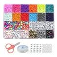 thumbnail image 1 of Generic 24 Slot Multicolor Baking Paint Beads Set Glass Beads Box Alphabet Pattern Beads for DIY Bracelets and Necklace, 1 of 6