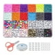 thumbnail image 1 of Juego de cuentas de vidrio de 24 colores con letras, ideal para manualidades de pulseras y collares, incluye accesorios y 4000 cuentas de 4mm., 1 of 6