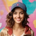 thumbnail image 4 of Dalix Pink Gummy Embroidered Cotton Dad Hat Baseball Cap Adjustable Womens in Washed Navy Blue, 4 of 5
