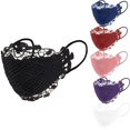 thumbnail image 1 of máscaras delicadas con apliques de encaje con orejeras de cepillo, mezcla de algodón para la boca Mas-Que, paño lavable y reutilizable para ciclismo, camping, viajes, diadema, babero nasal Mas-Que, 1 of 3