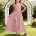 thumbnail image 2 of Toddler Girl Dress Trendy 5-6 Years A Line Bridesmaid Flowy Chiffon Pageant Gown Clothes Set, 2 of 6