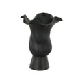 thumbnail image 6 of DecMode 11" Abstract Floral Inspired Black Ceramic Vase with Wavy Folded Rim and Linear Grooves, 6 of 9