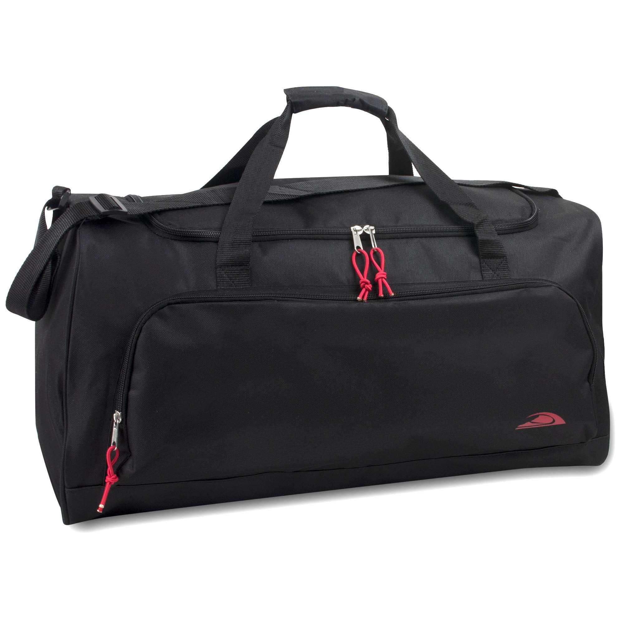 24 Pack 55 Liter Capacity Unisex Duffel Bags with Handle and Luggage Shoulder Strap for Gym, Travel and Commuting in Black