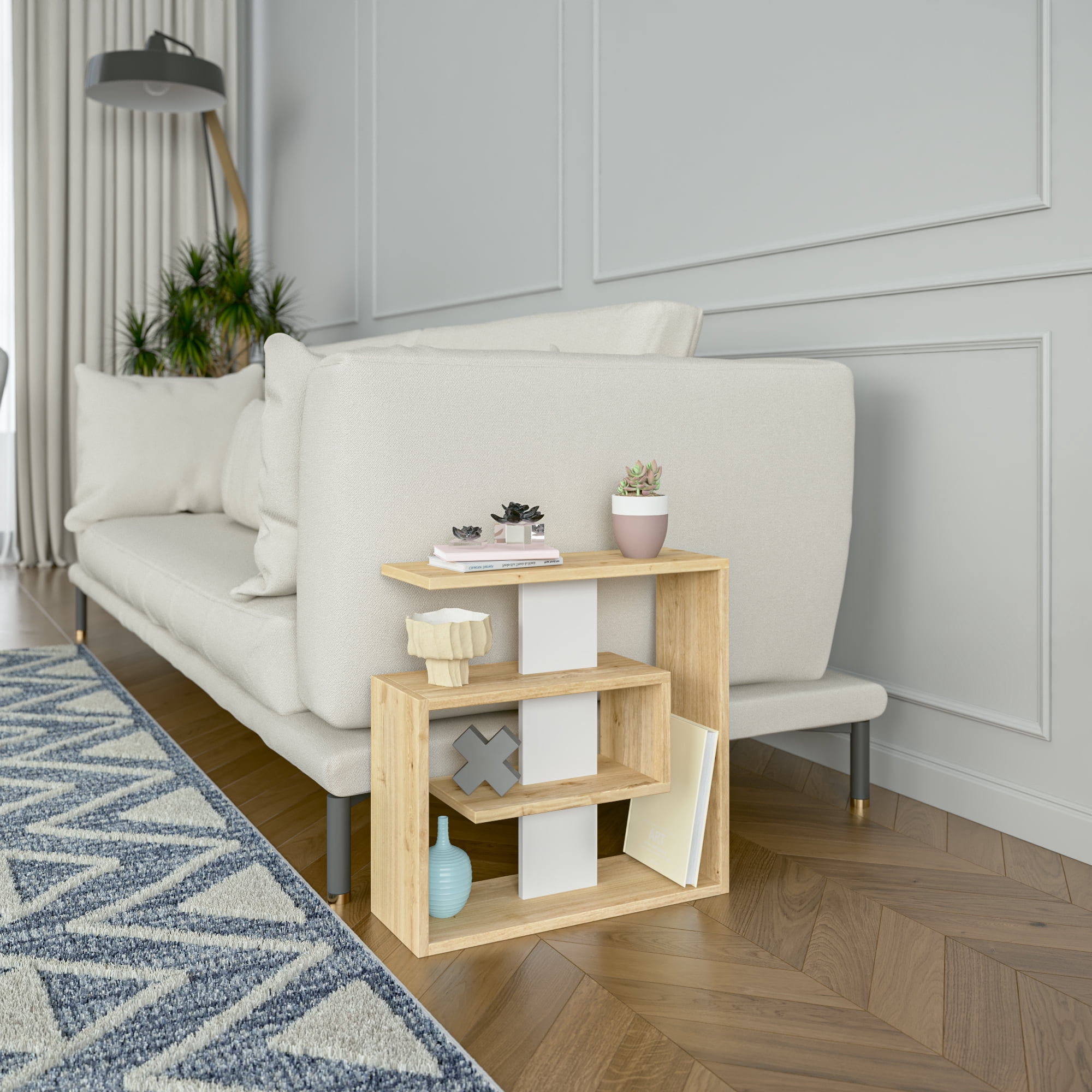 Ada Home Decor Furniture Oak 2 Tier Stacy Modern Side Table