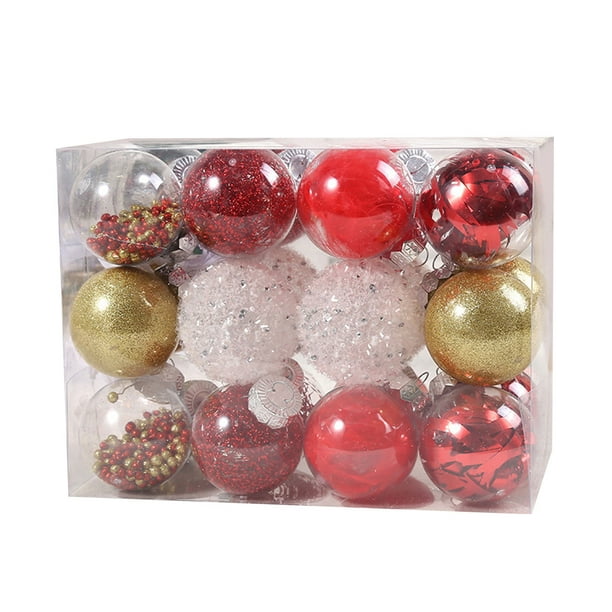 24 adornos navideños irrompibles en forma de bolas, ideales para decorar el árbol de Navidad, bodas y fiestas. 6 cm de diámetro.
