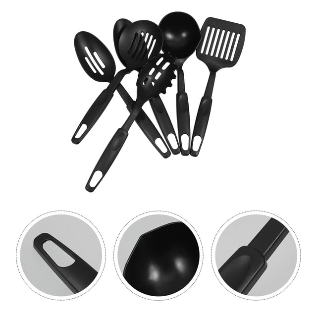 NUOLUX 6Ud De Herramientas De Cocina En Nylon Negro Para Mezclar Y Remover Con Durabilidad