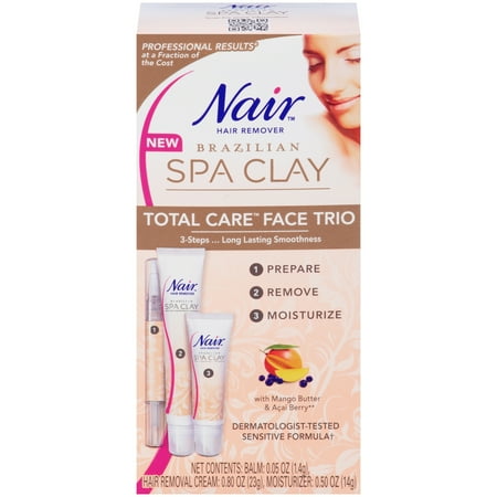 Nair Brazilian Spa Clay Total Care Face Trio Hair Remover