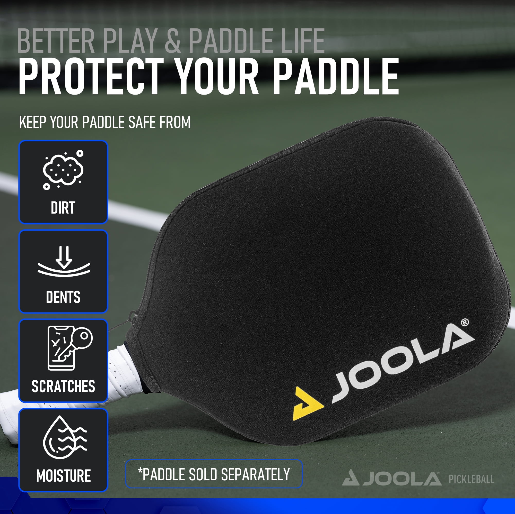 JOOLA Neoprene Pickleball Paddle Cover, Standard, Black