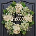 thumbnail image 1 of Corona de hortensias hecha a mano ckepdyeh, verde, blanco, artificial, para primavera, verano, granja, flores, corona para puerta de entrada, 1 of 6