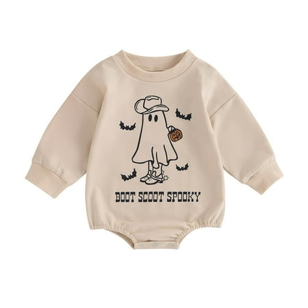 Coerni New Born Halloween Outfit Girls Boys Cute Romper Bubble Sweatshirt Bodysuit Fall Halloween Baby Clothes Pumpkin Onesie