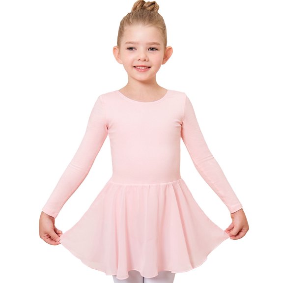 Stelle Girl's Long Sleeve Ballet Leotards with Sheer Skirt