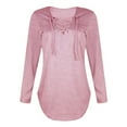 thumbnail image 4 of Pink T-Shirts for Women, Linen Plain T Shirts for Women, Long Sleeve Casual Tops for Women, XXL Tee Shirts for Women Loose Fit, V-Neck Teacher Shirt, Tops Beach Tshirt, 4 of 5