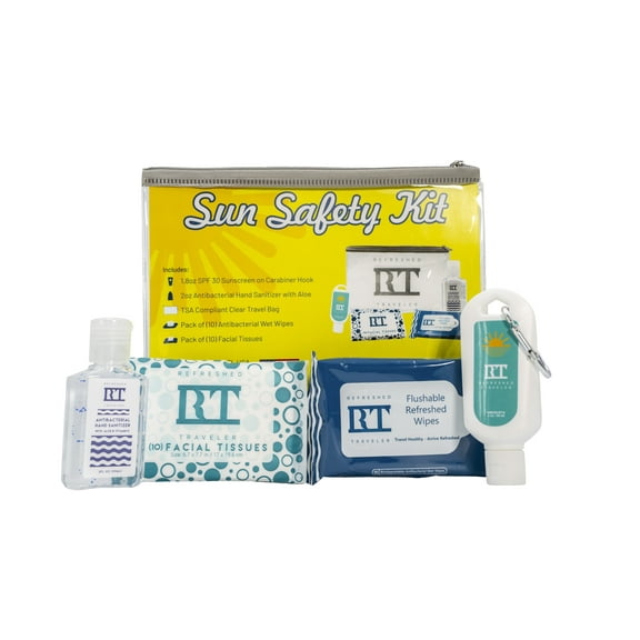 Sun Safety Kit - Travel Kit for Fun & Sun (Beach, Golf Course, Amusement Parks, Pool, Hot City Day)