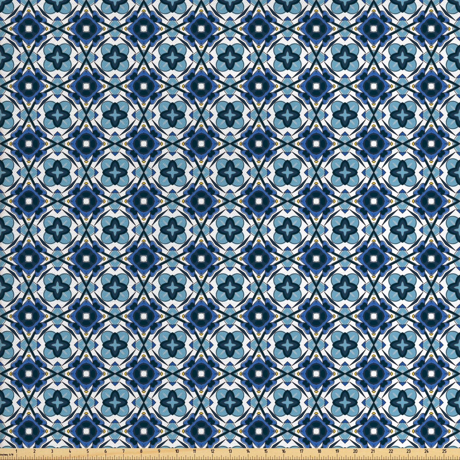 Traditional Fabric by the Yard Upholstery, Abstract Portuguese Mosaic Azulejo Tiles Spanish Cultural Heritage, Decorative Fabric for DIY and Home Accents, Multicolor by Ambesonne - image 1 of 4