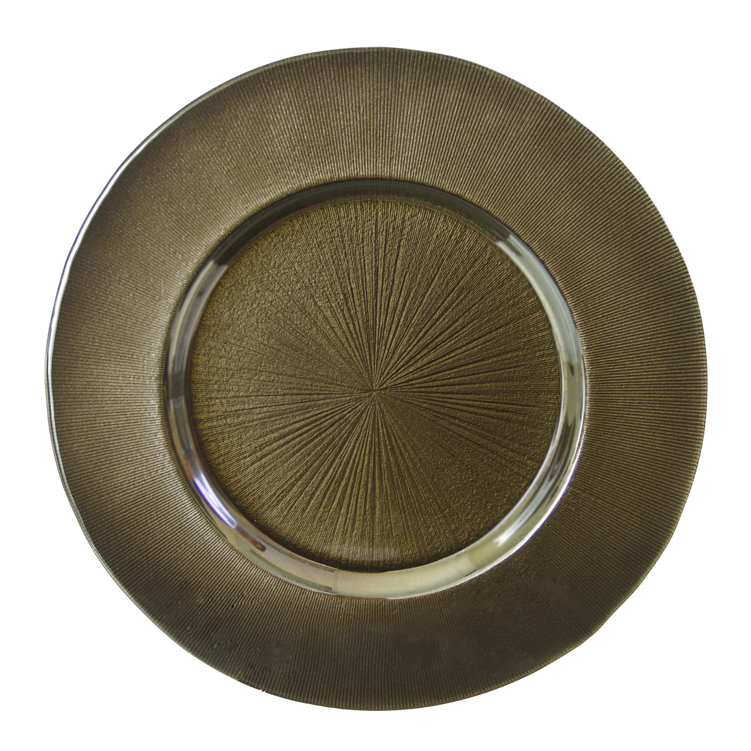 13 1/4L x 3/4H Metallic Bronze Glass Charger Plate,Case of 6 EA
