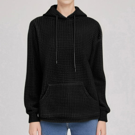 Hoodies for Women Fashion Hoodies & Sweatshirts Womens Long Sleeve Hoodie Sweatshirts Lightweight Pullover Tops Black