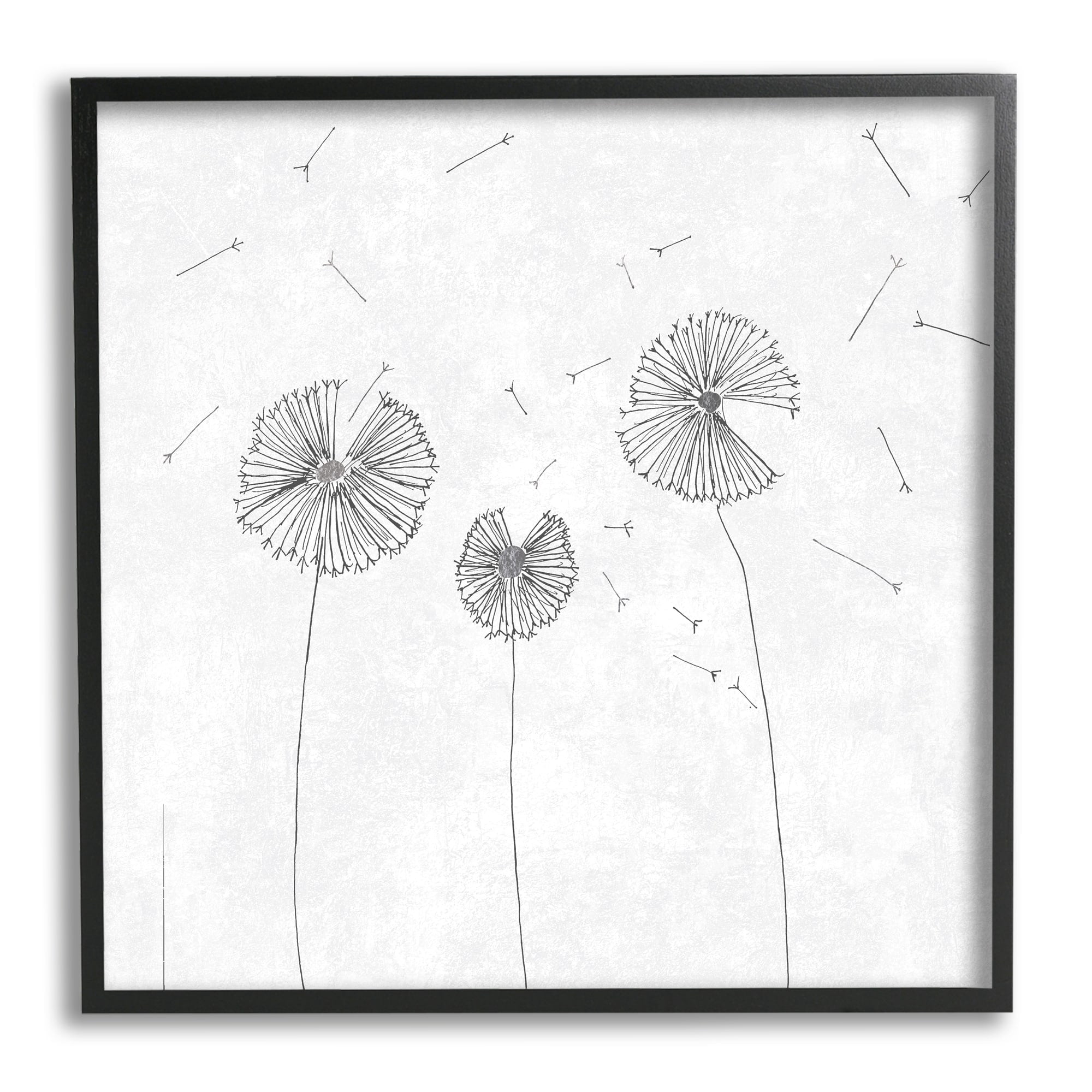 Stupell Industries Dandelion Florals Flying Seeds Flower Line Art Drawing,12 x 12, Design by Cloverfield & Co.