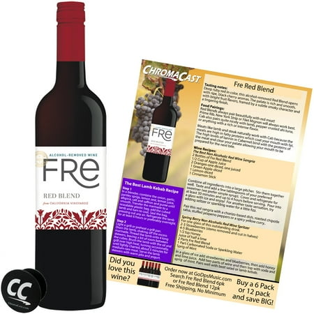 Sutter Home Fre Red Blend Non-Alcoholic Red Wine Experience Bundle with Chromacast Pop Socket, Seasonal Wine Pairings & Recipes, 12/750ML Kit