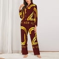 thumbnail image 2 of Pofeuu 2025 New Year 4 Print Womens Pajamas Set Long Sleeve Sleepwear Button Down Nightwear Soft Pj Lounge Sets Button Down Pajamas Women-XX-Large, 2 of 7