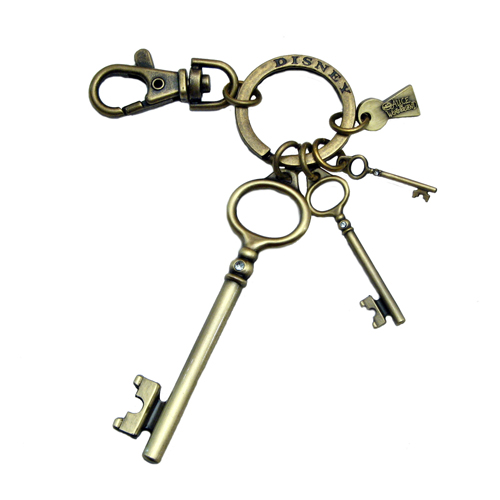 Alice in Wonderland Movie Brass Key with 3 Key Dangles Keychain