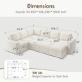 thumbnail image 2 of Marrber 106” Oversized Modern Plush Corduroy U-Shaped Modular 7-Seater Pull-Out Sectional Sleeper Sofa Bed with Hidden Storage for Living Room and Apartment, Easy Assembly, White, 2 of 8
