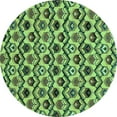 thumbnail image 1 of Ahgly Company Machine Washable Indoor Round Abstract Turquoise Blue Modern Area Rugs, 8' Round, 1 of 4