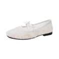 thumbnail image 3 of Flats for Women Breathable Mesh Ballet Flats with Bowknot Round Toe Mary Jane Shoes Comfortable Lightweight Casual Dressy Everyday Wear for Office Work and Leisure,White 40, 3 of 5