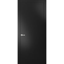 Modern Solid Interior Door with Handle | Planum 0010 Black Matte | Single Regural Panel Frame Trims | Bathroom Bedroom Sturdy Doors-28" x 80"