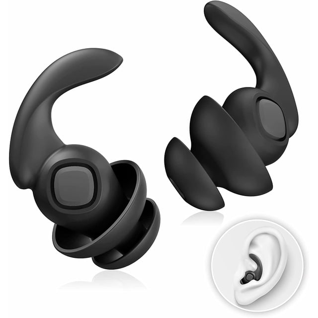 Bouchons d'Oreilles Réduction de Bruit pour Dormir, 2 Paires de Bouchons d'Oreilles en Silicone Réutilisables Doux et Confortables pour Dormir, Concerts, Moto et Protection Auditive